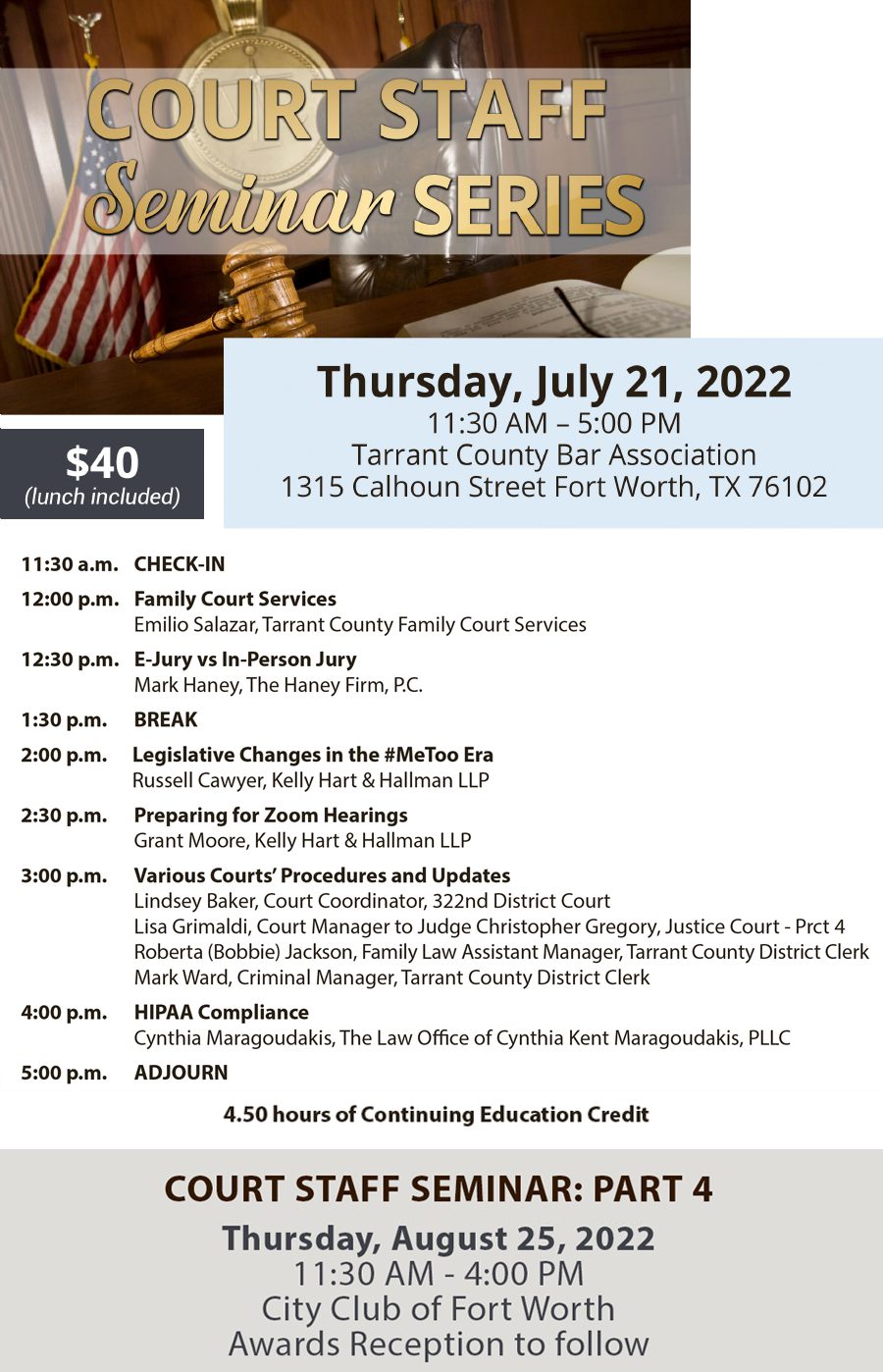 Court Staff Seminar Series: Part 3